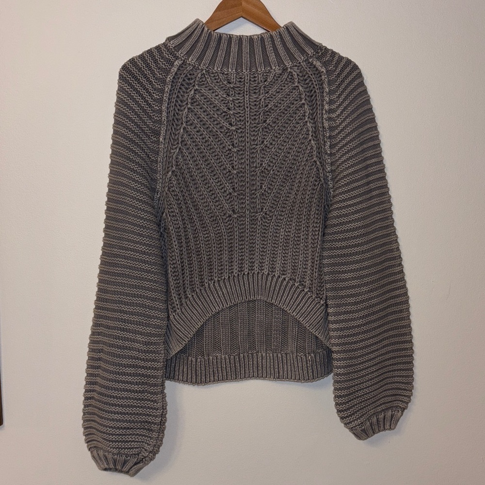 Free People Mock Neck Grey Knit Sweater Size Medium